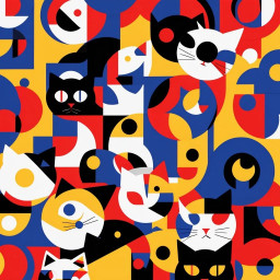 bauhaus inspired geometric art featuring sleek abstract cats in vibrant modern designs blending feline elegance and architectural style download 2025 04 08t070132 318