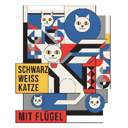 Schwarz weiß katze mit Flügel