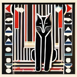 The great egyptian cat goddess bastet in a black leather catsuit and boots