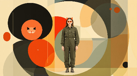 a woman in a full length dark green utility boilersuit